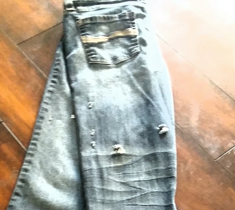 45 mm handgun bullet hole Shot jeans size 11R